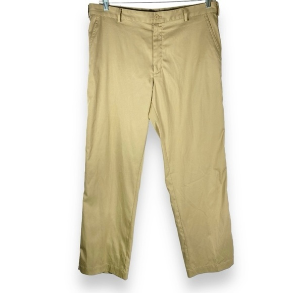 Nike Dri Fit Tech Golf Pants Beige Khaki Flat Front 319685-237 size 36x32 - Picture 1 of 11